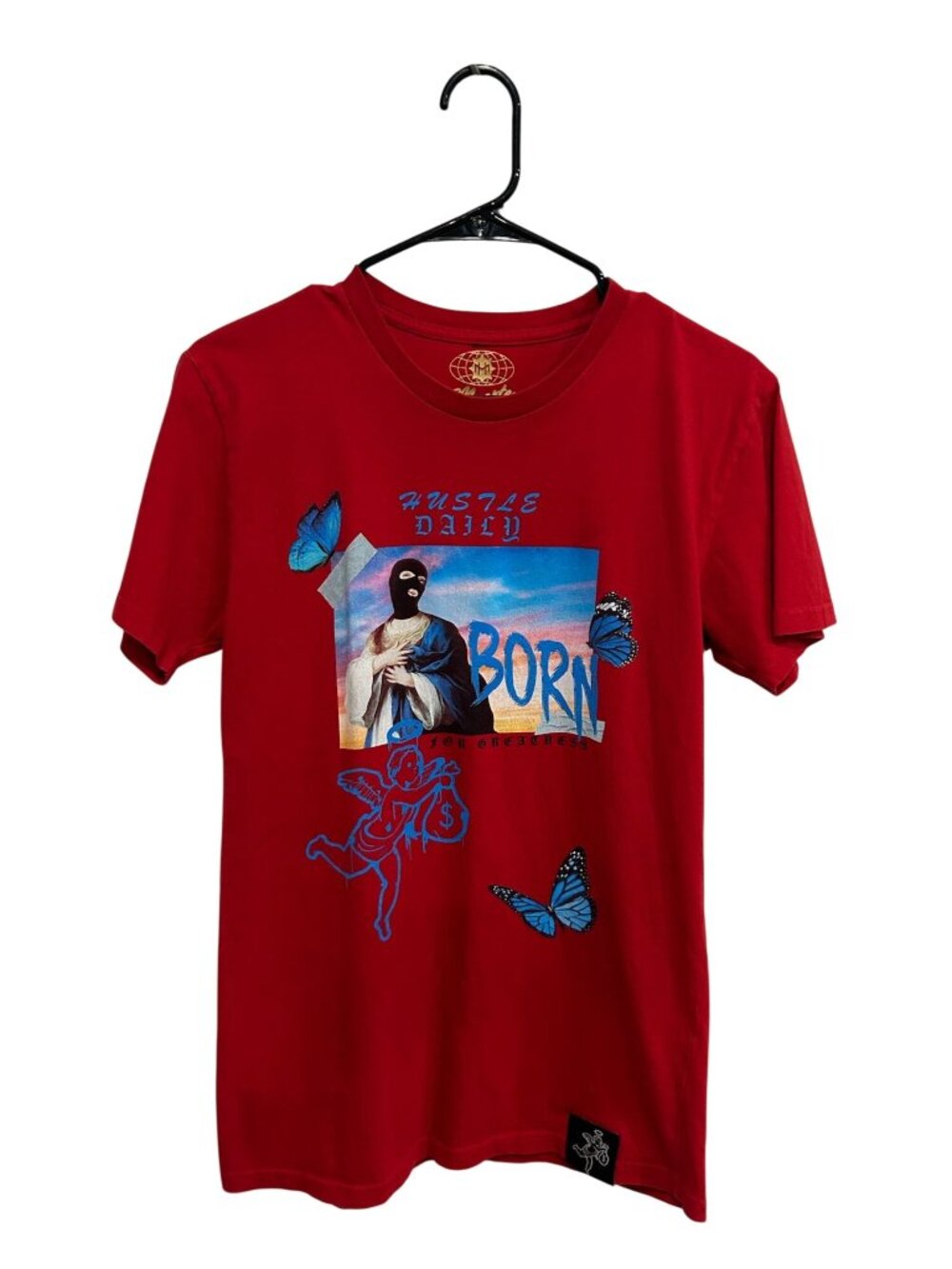 Muerte Small Red Graphic T-Shirt Angel Butterfly Design Alt Aesthetic Grungecore